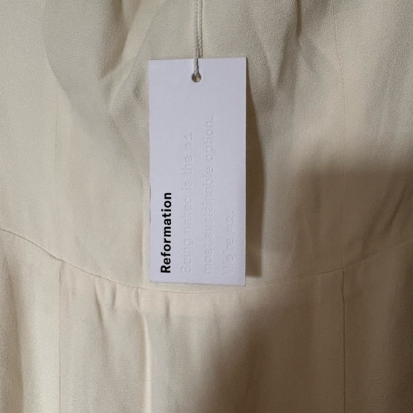 NEW NWT Reformation Kairo Ivory Midi Dress Bow Tie Straps Smocked Back - Picture 7 of 9